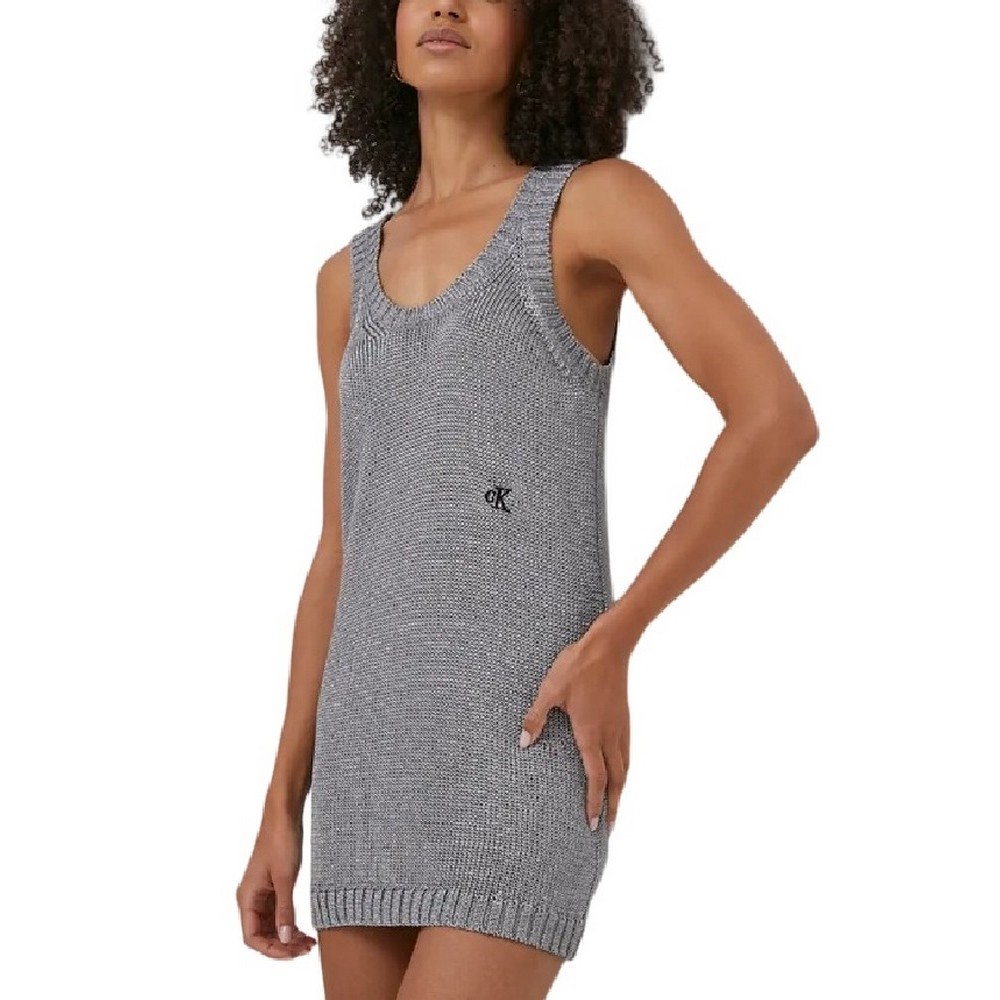 CALVIN KLEIN JEANS METALLIC SWEATER TANK DRESS ΦΟΡΕΜΑ ΓΥΝΑΙΚΕΙΟ SILVER