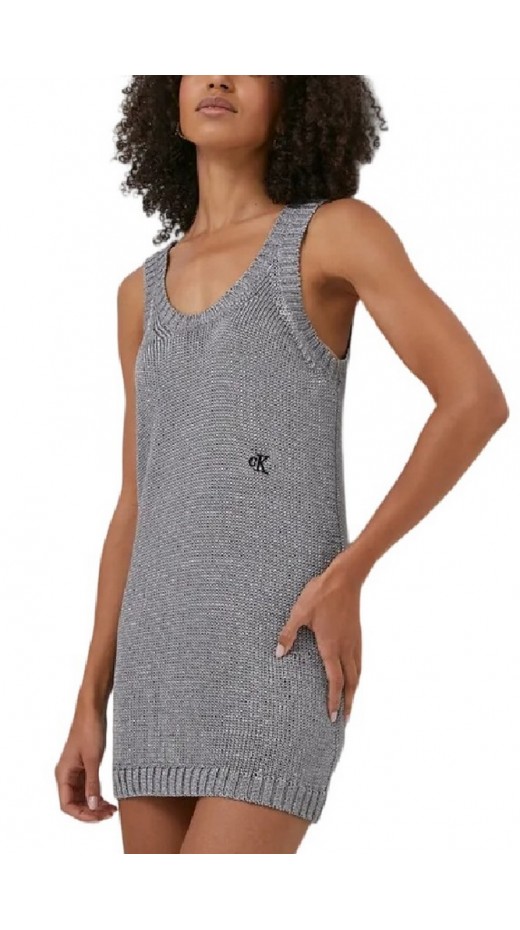 CALVIN KLEIN JEANS METALLIC SWEATER TANK DRESS ΦΟΡΕΜΑ ΓΥΝΑΙΚΕΙΟ SILVER