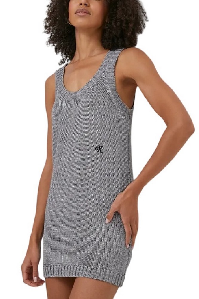 CALVIN KLEIN JEANS METALLIC SWEATER TANK DRESS ΦΟΡΕΜΑ ΓΥΝΑΙΚΕΙΟ SILVER