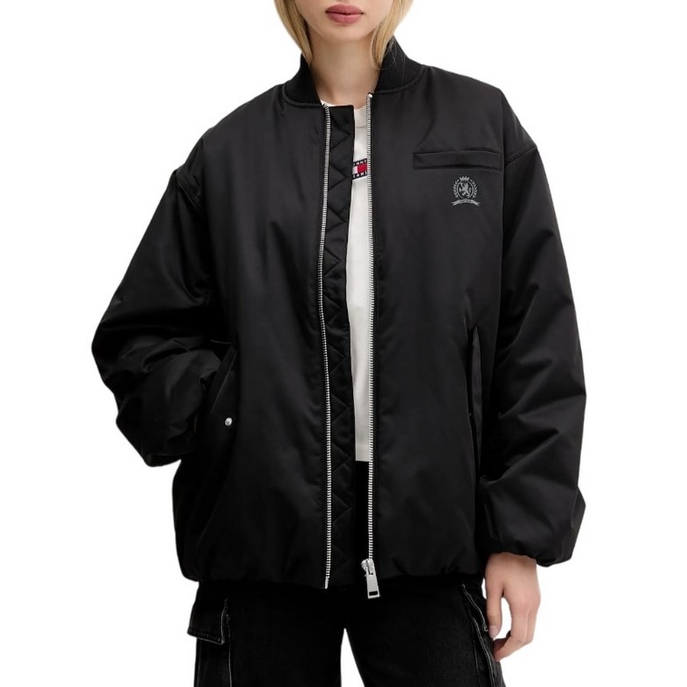 TOMMY JEANS LONGLINE BOMBER JACKET ΜΠΟΥΦΑΝ ΓΥΝΑΙΚΕΙΟ BLACK