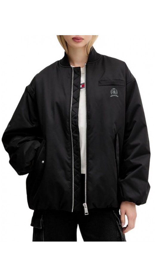 TOMMY JEANS LONGLINE BOMBER JACKET ΜΠΟΥΦΑΝ ΓΥΝΑΙΚΕΙΟ BLACK