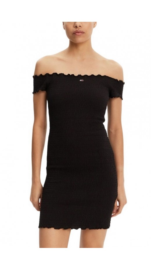 TOMMY JEANS SMOCK BODYCON DRESS ΦΟΡΕΜΑ ΓΥΝΑΙΚΕΙΟ BLACK