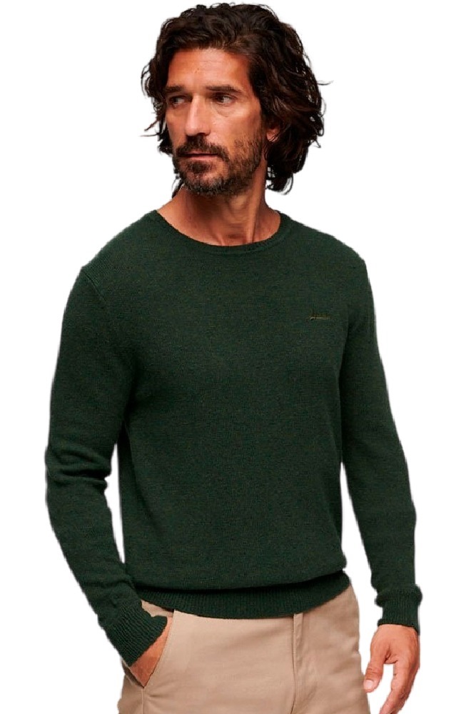 SUPERDRY D5 OVIN ESSENTIAL SLIM FIT CREW JUMPER ΜΠΛΟΥΖΑ ΠΛΕΚΤΗ ΑΝΔΡΙΚΗ OLIVE