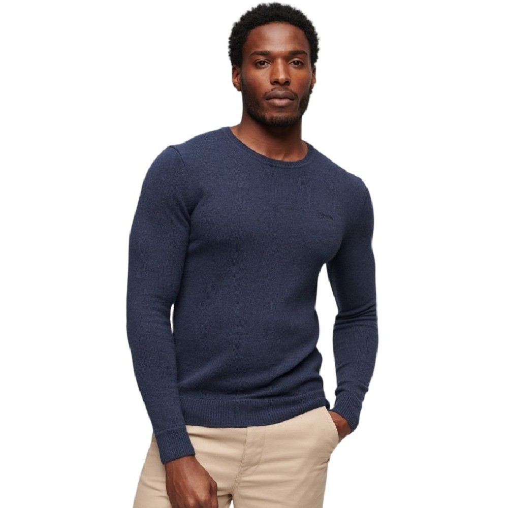 SUPERDRY ESSENTIAL CREW JUMPER ΜΠΛΟΥΖΑ ΠΛΕΚΤΗ ΑΝΔΡΙΚΗ BLUE