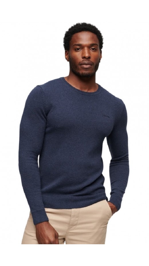 SUPERDRY D5 OVIN ESSENTIAL SLIM FIT CREW JUMPER ΜΠΛΟΥΖΑ ΠΛΕΚΤΗ ΑΝΔΡΙΚΗ BLUE