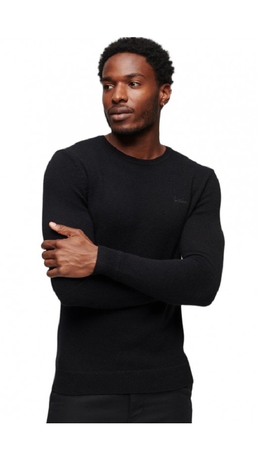 SUPERDRY ESSENTIAL CREW JUMPER ΜΠΛΟΥΖΑ ΠΛΕΚΤΗ ΑΝΔΡΙΚΗ BLACK