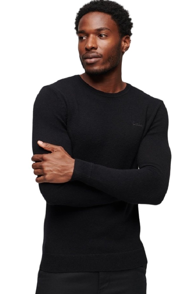 SUPERDRY ESSENTIAL CREW JUMPER ΜΠΛΟΥΖΑ ΠΛΕΚΤΗ ΑΝΔΡΙΚΗ BLACK