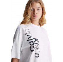 CALVIN KLEIN JEANS MULTI PLACEMENT LOGO DRESS ΦΟΡΕΜΑ ΓΥΝΑΙΚΕΙΟ BRIGHT WHITE