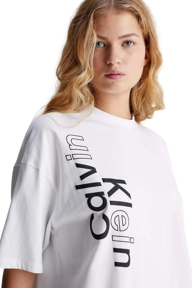 CALVIN KLEIN JEANS MULTI PLACEMENT LOGO DRESS ΦΟΡΕΜΑ ΓΥΝΑΙΚΕΙΟ BRIGHT WHITE