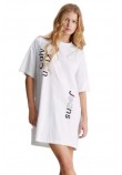 CALVIN KLEIN JEANS MULTI PLACEMENT LOGO DRESS ΦΟΡΕΜΑ ΓΥΝΑΙΚΕΙΟ BRIGHT WHITE