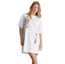 CALVIN KLEIN JEANS MULTI PLACEMENT LOGO DRESS ΦΟΡΕΜΑ ΓΥΝΑΙΚΕΙΟ BRIGHT WHITE