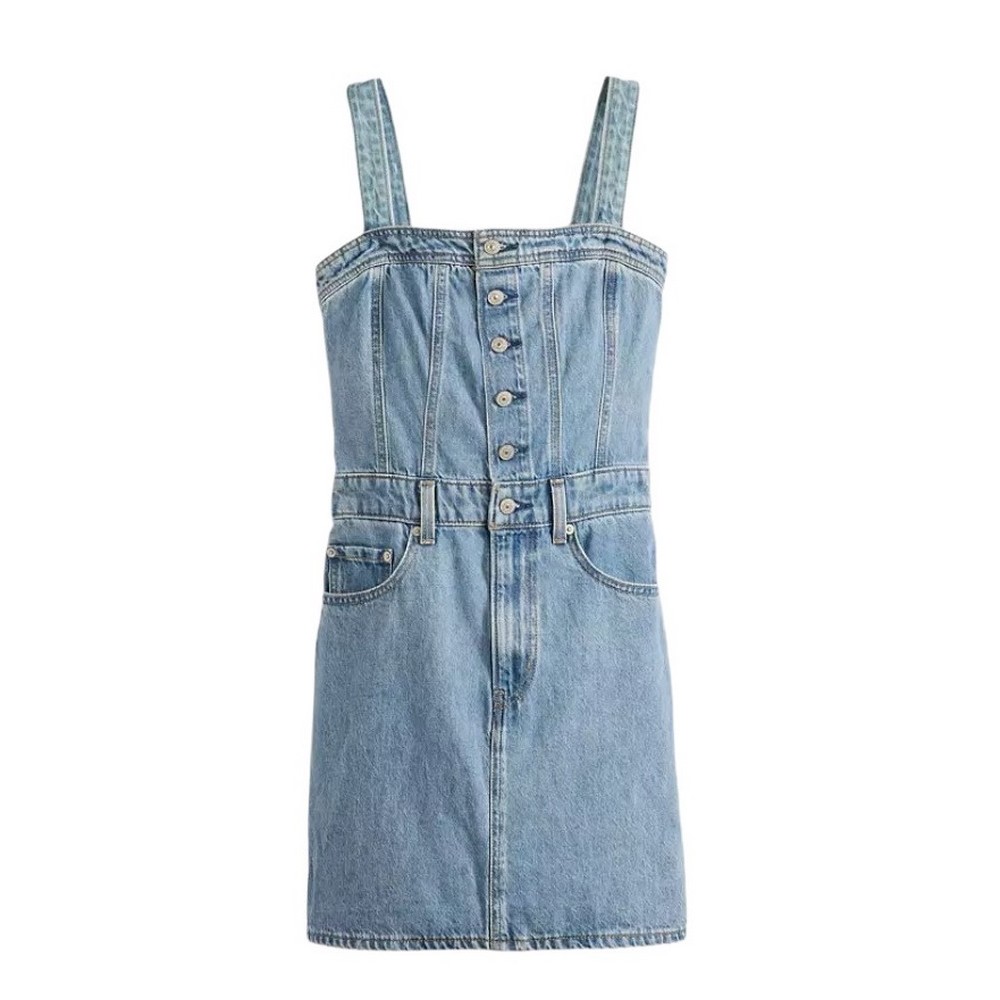LEVIS ICONIC BUTTON THRU DRESS 001WE0001 ΦΟΡΕΜΑ ΓΥΝΑΙΚΕΙΟ BLUΕ DENIM