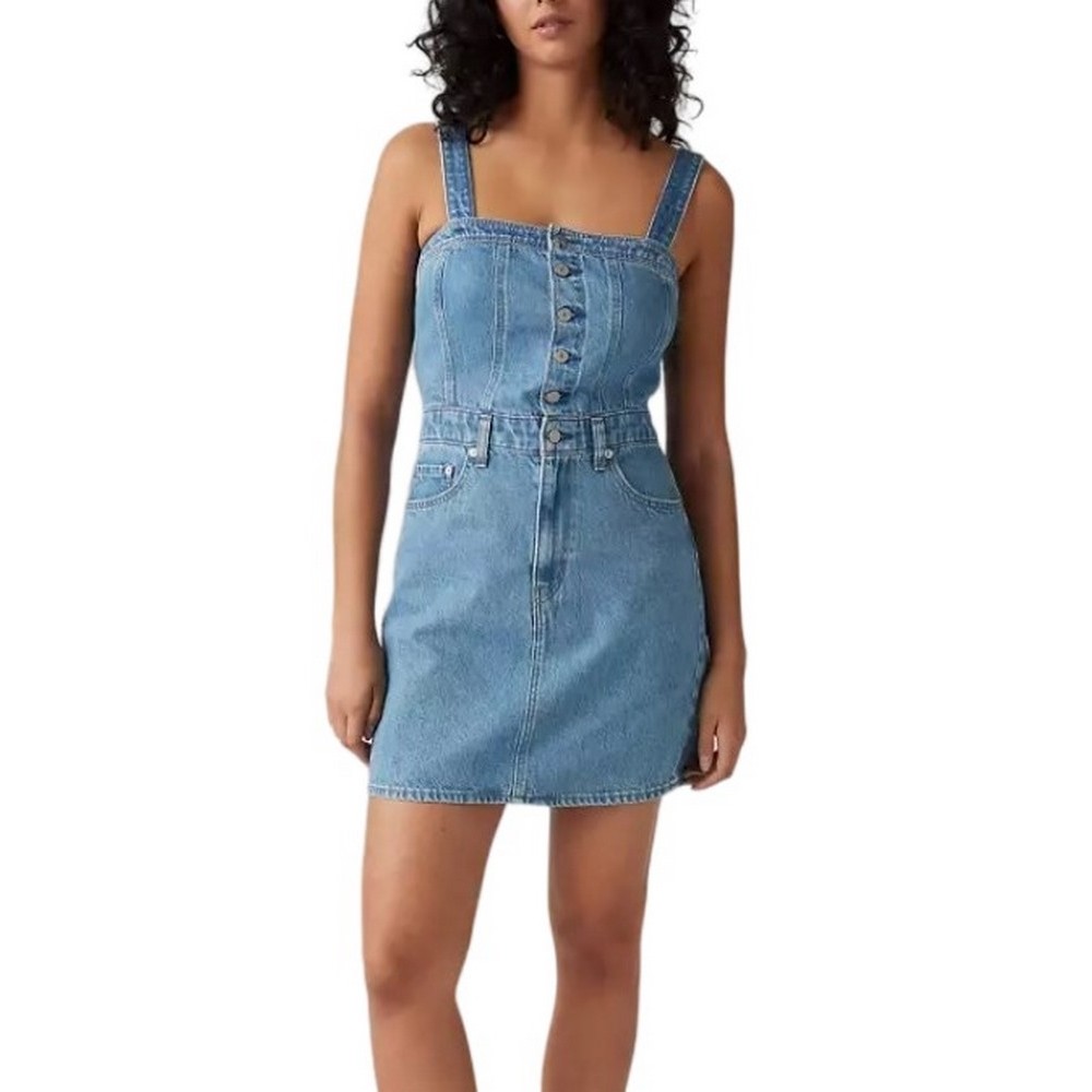 LEVIS ICONIC BUTTON THRU DRESS 001WE0001 ΦΟΡΕΜΑ ΓΥΝΑΙΚΕΙΟ BLUΕ DENIM