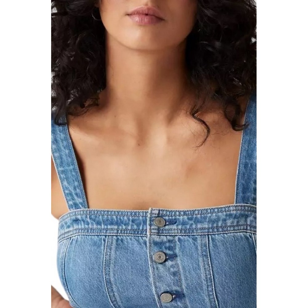 LEVIS ICONIC BUTTON THRU DRESS 001WE0001 ΦΟΡΕΜΑ ΓΥΝΑΙΚΕΙΟ BLUΕ DENIM