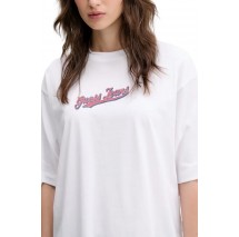 GUESS JEANS CN OS CURVED L T-SHIRT ΜΠΛΟΥΖΑ ΓΥΝΑΙΚΕΙΑ WHITE