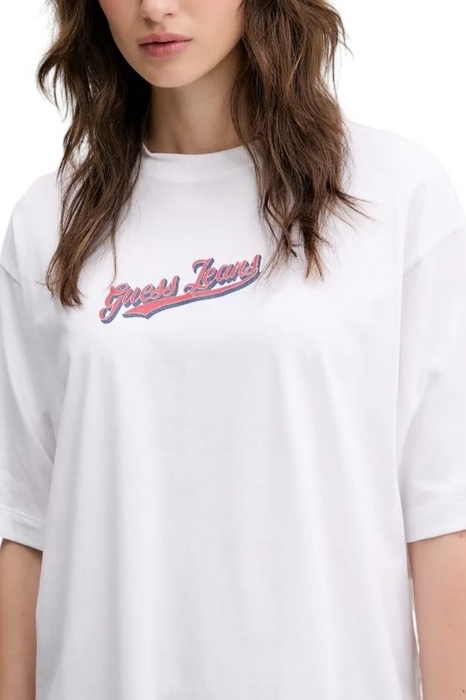 GUESS JEANS CN OS CURVED L T-SHIRT ΜΠΛΟΥΖΑ ΓΥΝΑΙΚΕΙΑ WHITE