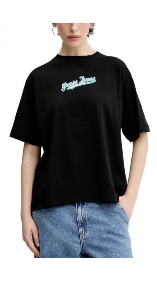 GUESS JEANS CN OS CURVED L T-SHIRT ΜΠΛΟΥΖΑ ΓΥΝΑΙΚΕΙΑ BLACK