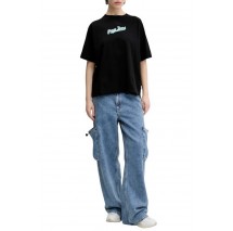 GUESS JEANS CN OS CURVED L T-SHIRT ΜΠΛΟΥΖΑ ΓΥΝΑΙΚΕΙΑ BLACK