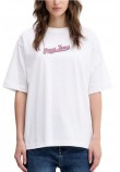 GUESS JEANS CN OS CURVED L T-SHIRT ΜΠΛΟΥΖΑ ΓΥΝΑΙΚΕΙΑ WHITE