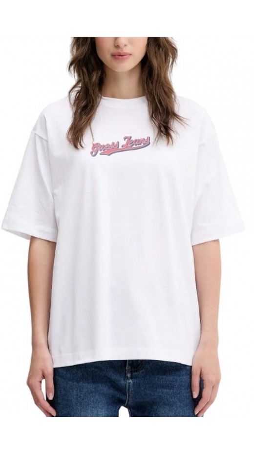 GUESS JEANS CN OS CURVED L T-SHIRT ΜΠΛΟΥΖΑ ΓΥΝΑΙΚΕΙΑ WHITE