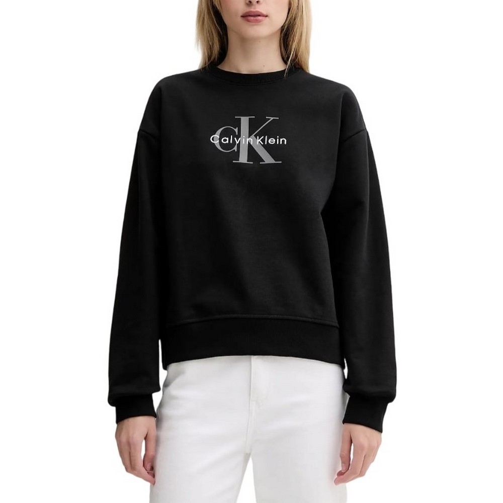 CALVIN KLEIN JEANS LS MONOLOGO FRENCH TERRY RLXD CN ΦΟΥΤΕΡ ΜΠΛΟΥΖΑ ΓΥΝΑΙΚΕΙΑ BLACK