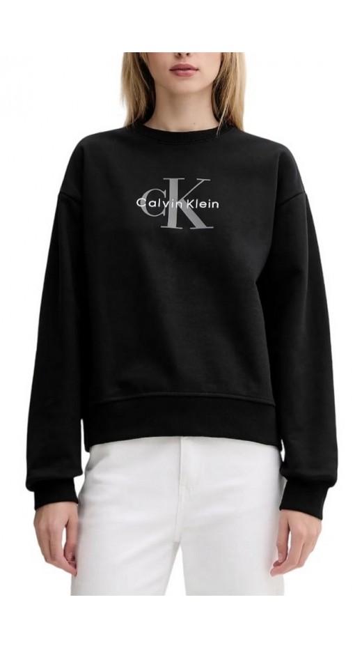 CALVIN KLEIN JEANS LS MONOLOGO FRENCH TERRY RLXD CN ΦΟΥΤΕΡ ΜΠΛΟΥΖΑ ΓΥΝΑΙΚΕΙΑ BLACK