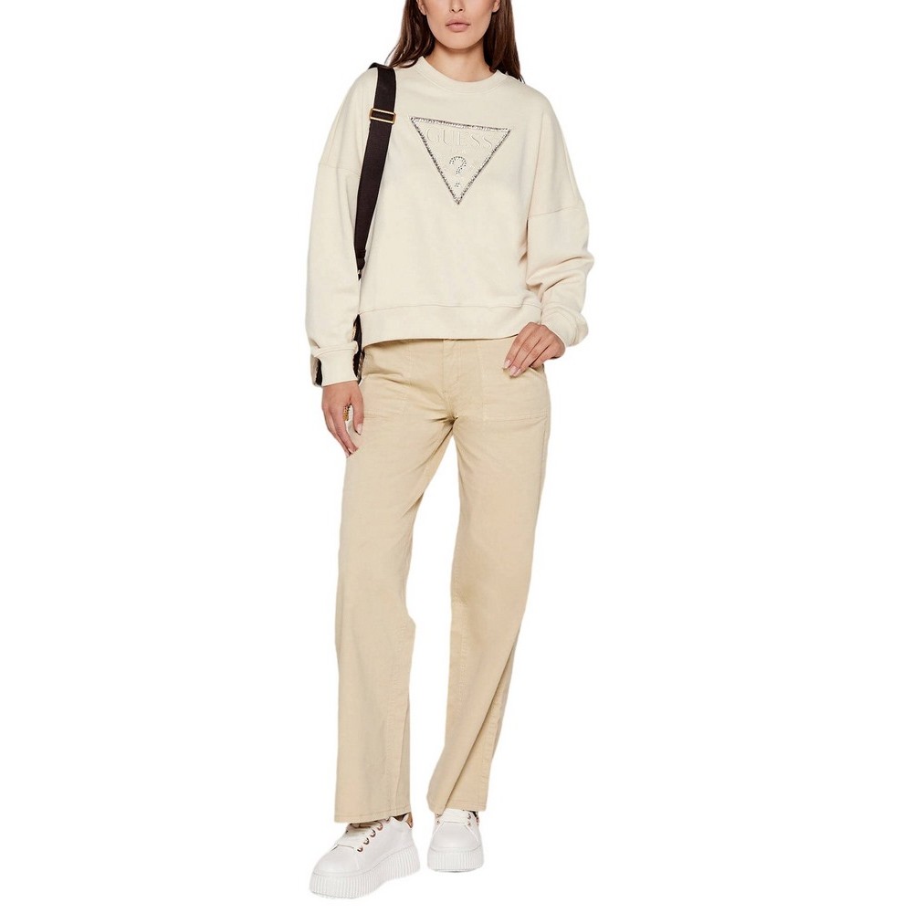 GUESS CN RACHELE TRIANGLE SWEATSHIRT ΜΠΛΟΥΖΑ ΦΟΥΤΕΡ ΓΥΝΑΙΚΕΙΑ BEIGE