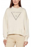 GUESS CN RACHELE TRIANGLE SWEATSHIRT ΜΠΛΟΥΖΑ ΦΟΥΤΕΡ ΓΥΝΑΙΚΕΙΑ BEIGE