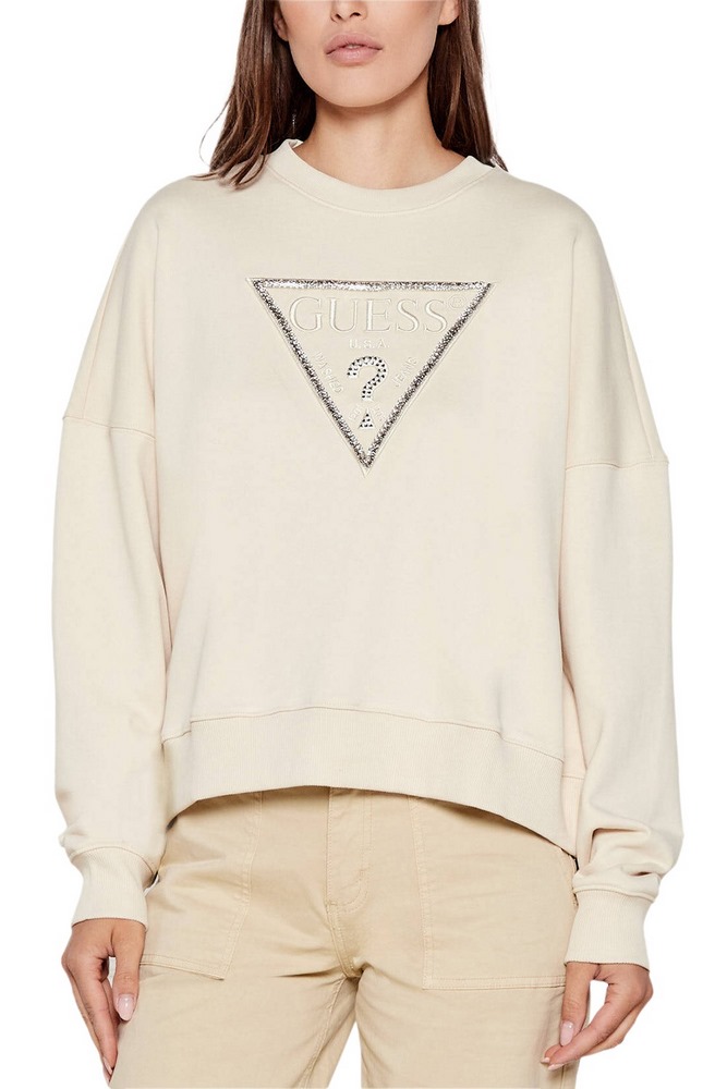 GUESS CN RACHELE TRIANGLE SWEATSHIRT ΜΠΛΟΥΖΑ ΦΟΥΤΕΡ ΓΥΝΑΙΚΕΙΑ BEIGE