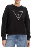 GUESS CN RACHELE TRIANGLE SWEATSHIRT ΜΠΛΟΥΖΑ ΦΟΥΤΕΡ ΓΥΝΑΙΚΕΙΑ BLACK