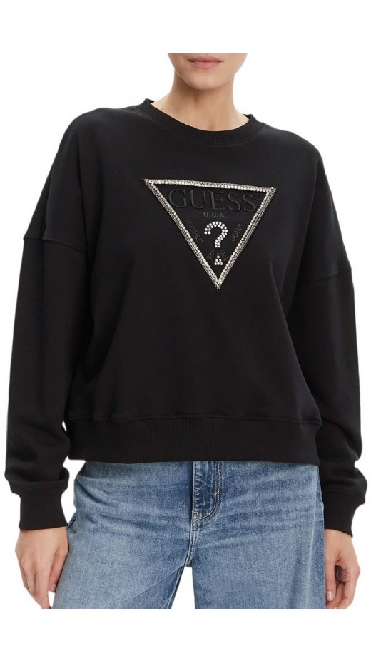 GUESS CN RACHELE TRIANGLE SWEATSHIRT ΜΠΛΟΥΖΑ ΦΟΥΤΕΡ ΓΥΝΑΙΚΕΙΑ BLACK