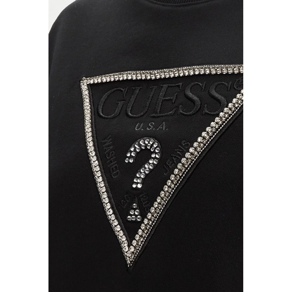 GUESS CN RACHELE TRIANGLE SWEATSHIRT ΜΠΛΟΥΖΑ ΦΟΥΤΕΡ ΓΥΝΑΙΚΕΙΑ BLACK