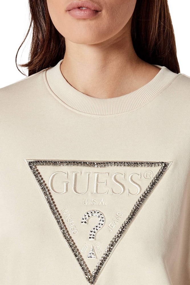 GUESS CN RACHELE TRIANGLE SWEATSHIRT ΜΠΛΟΥΖΑ ΦΟΥΤΕΡ ΓΥΝΑΙΚΕΙΑ BEIGE
