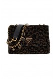 GUESS GIULLY II 2 COMP CNVRTBLE FLAP ΤΣΑΝΤΑ ΓΥΝΑΙΚΕΙΑ BROWN/BLACK