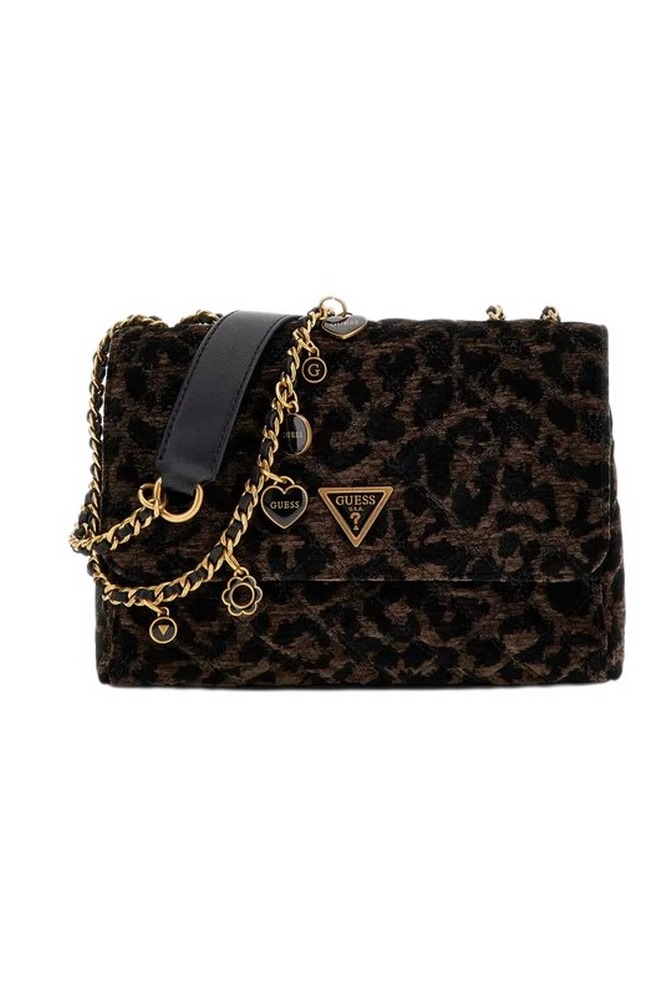 GUESS GIULLY II 2 COMP CNVRTBLE FLAP ΤΣΑΝΤΑ ΓΥΝΑΙΚΕΙΑ BROWN/BLACK