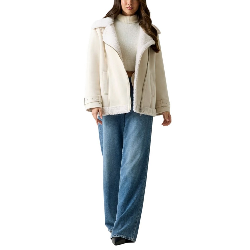 GUESS MARISTELLA FAUX SHEARLING JKT ΜΠΟΥΦΑΝ ΓΥΝΑΙΚΕΙΟ WHITE