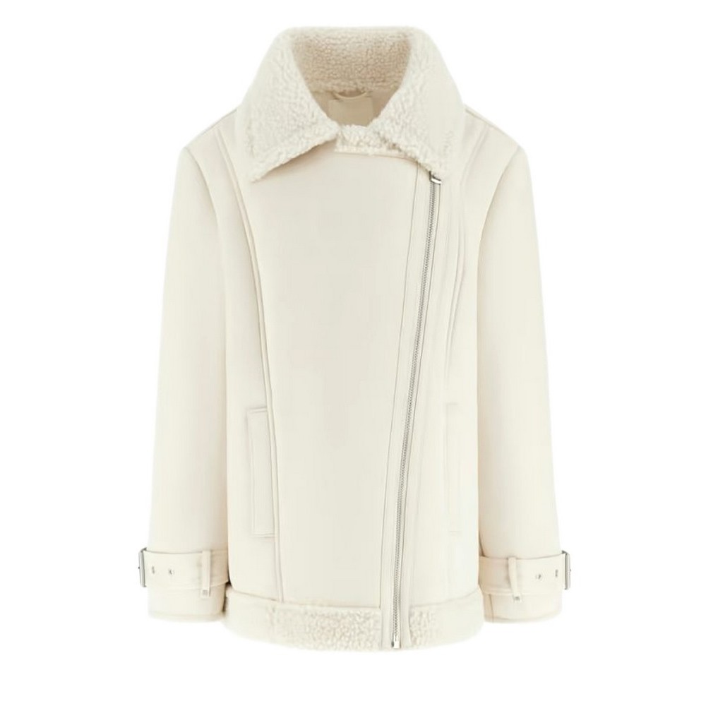 GUESS MARISTELLA FAUX SHEARLING JKT ΜΠΟΥΦΑΝ ΓΥΝΑΙΚΕΙΟ WHITE