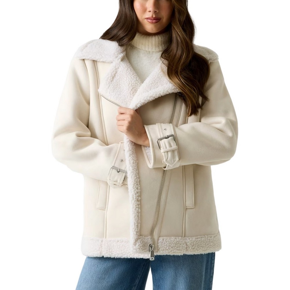 GUESS MARISTELLA FAUX SHEARLING JKT ΜΠΟΥΦΑΝ ΓΥΝΑΙΚΕΙΟ WHITE