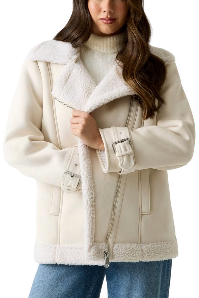 GUESS MARISTELLA FAUX SHEARLING JKT ΜΠΟΥΦΑΝ ΓΥΝΑΙΚΕΙΟ WHITE