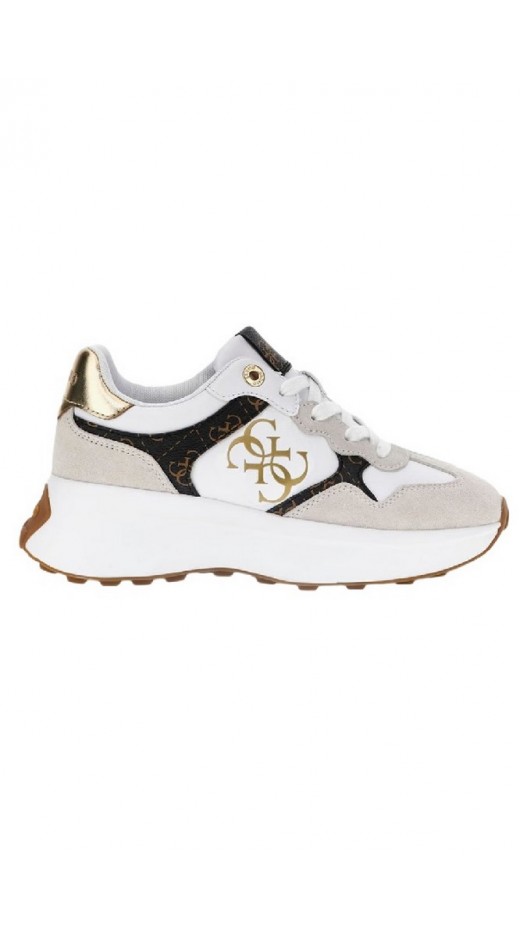 GUESS LUCKEI FLPLUCPEL12 ΠΑΠΟΥΤΣΙ ΓΥΝΑΙΚΕΙΟ WHITE/BROWN