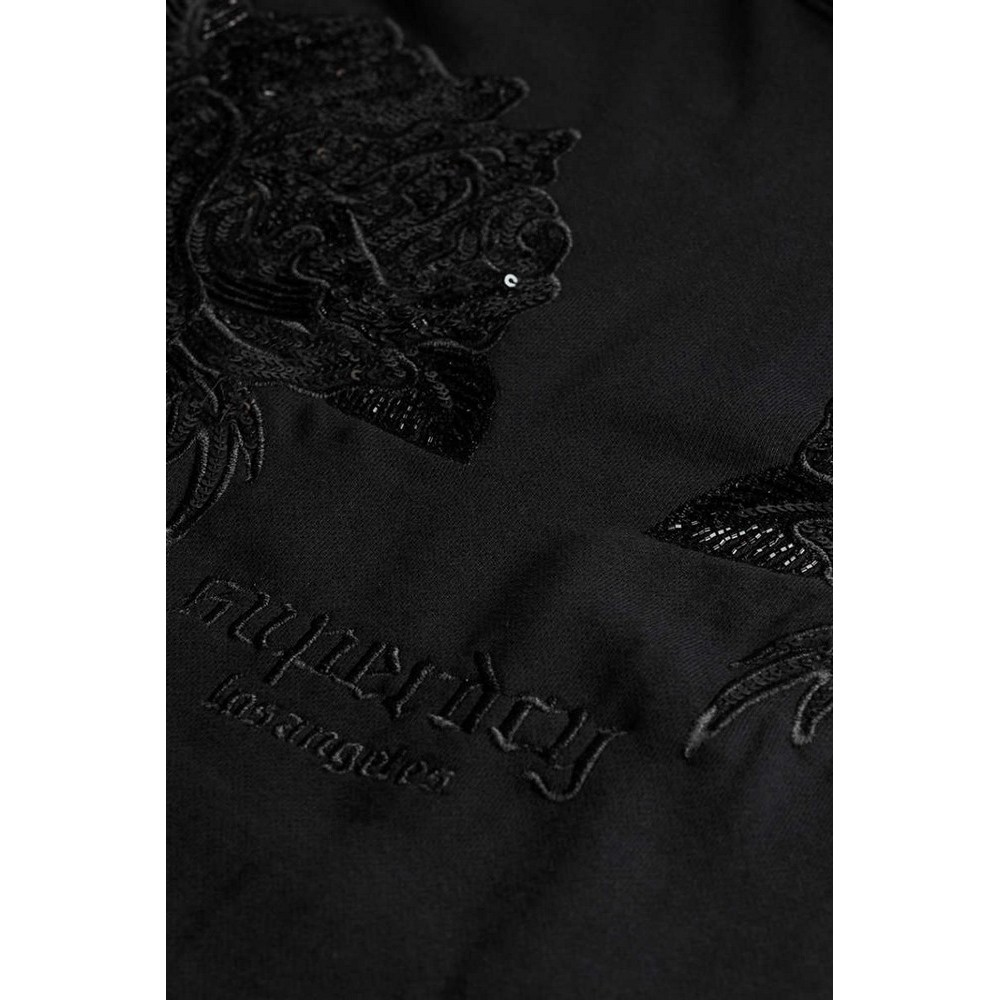 SUPERDRY D3 OVIN TATTOO EMBELLISH OVERSIZE HOOD ΦΟΥΤΕΡ ΜΠΛΟΥΖΑ ΓΥΝΑΙΚΕΙΑ BLACK