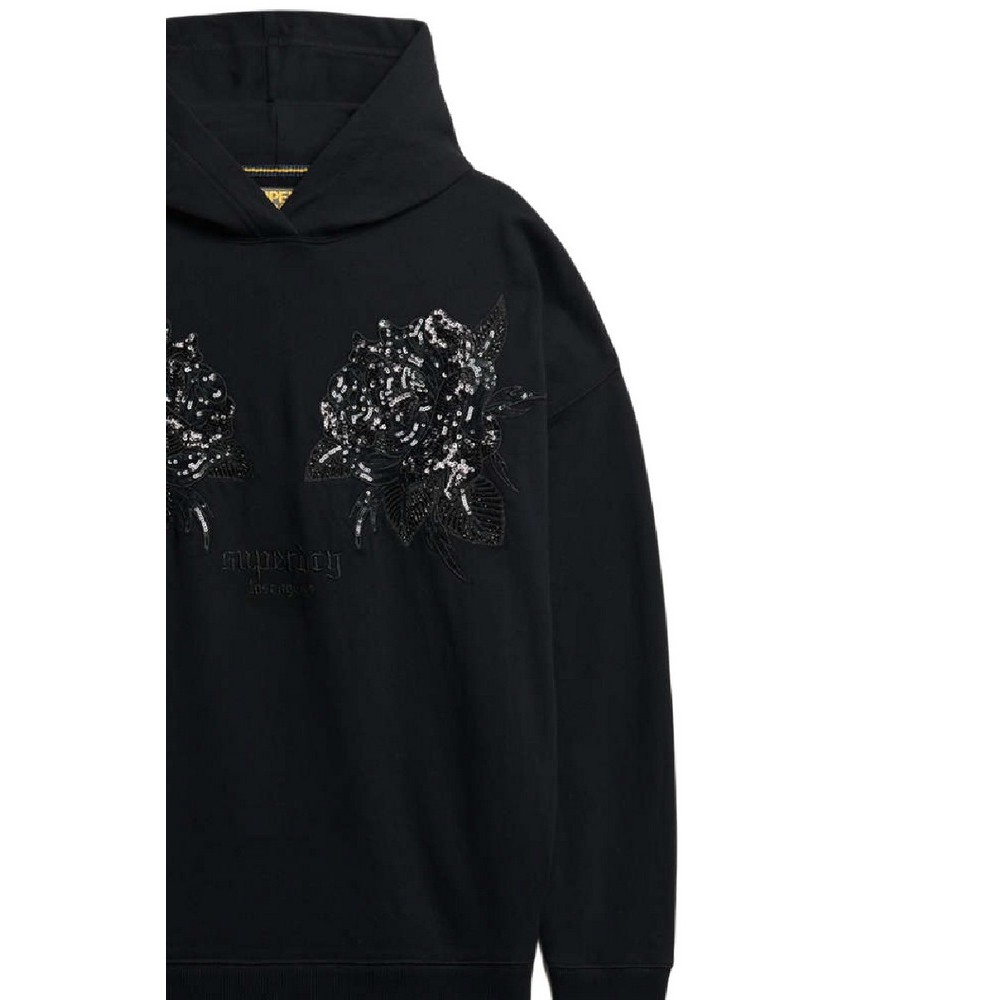 SUPERDRY D3 OVIN TATTOO EMBELLISH OVERSIZE HOOD ΦΟΥΤΕΡ ΜΠΛΟΥΖΑ ΓΥΝΑΙΚΕΙΑ BLACK