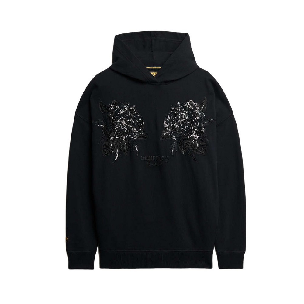 SUPERDRY D3 OVIN TATTOO EMBELLISH OVERSIZE HOOD ΦΟΥΤΕΡ ΜΠΛΟΥΖΑ ΓΥΝΑΙΚΕΙΑ BLACK