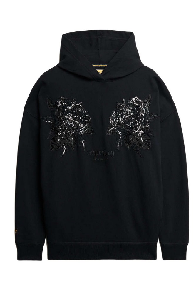 SUPERDRY D3 OVIN TATTOO EMBELLISH OVERSIZE HOOD ΦΟΥΤΕΡ ΜΠΛΟΥΖΑ ΓΥΝΑΙΚΕΙΑ BLACK