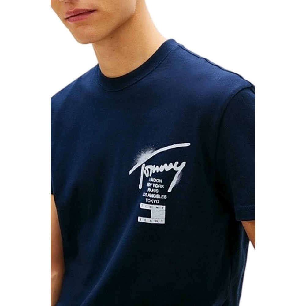 TOMMY JEANS REG CITY SIGN EXT T-SHIRT ΜΠΛΟΥΖΑ ΑΝΔΡΙΚΗ NAVY