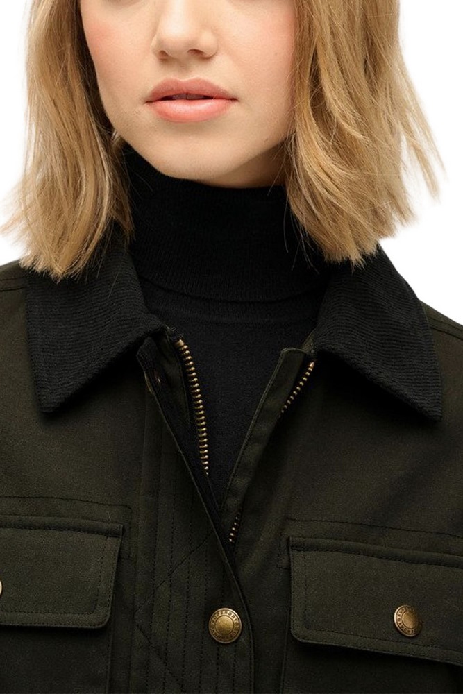 SUPERDRYD3 OVIN WAX JACKET ΜΠΟΥΦΑΝ ΓΥΝΑΙΚΕΙΟ OLIVE