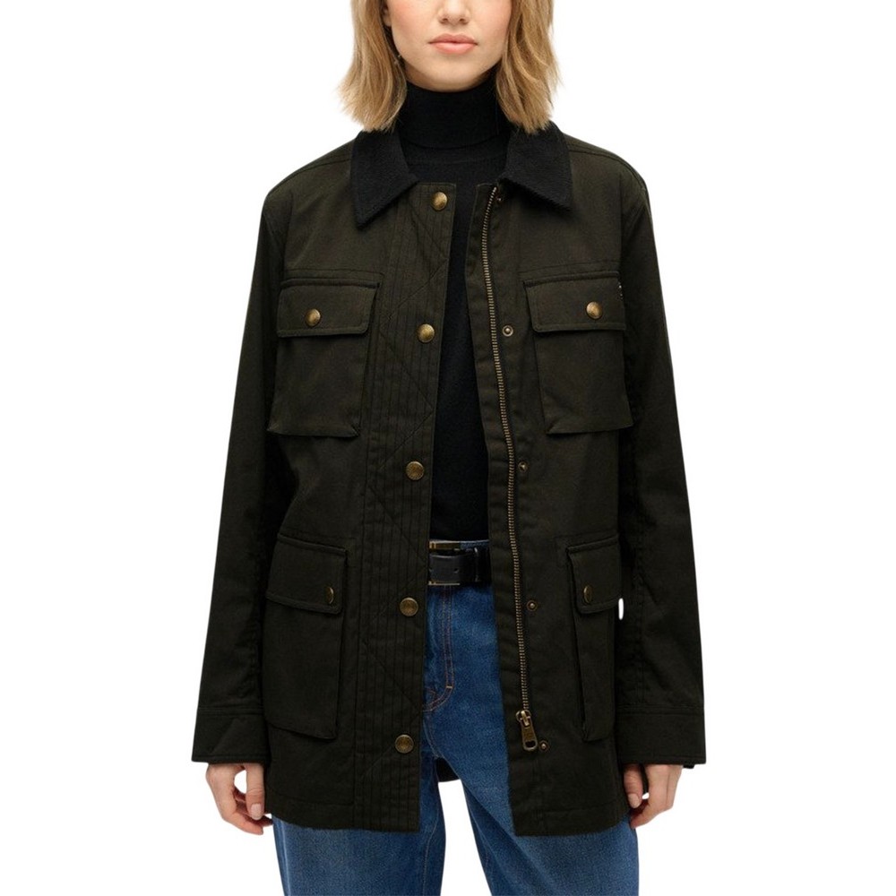 SUPERDRYD3 OVIN WAX JACKET ΜΠΟΥΦΑΝ ΓΥΝΑΙΚΕΙΟ OLIVE