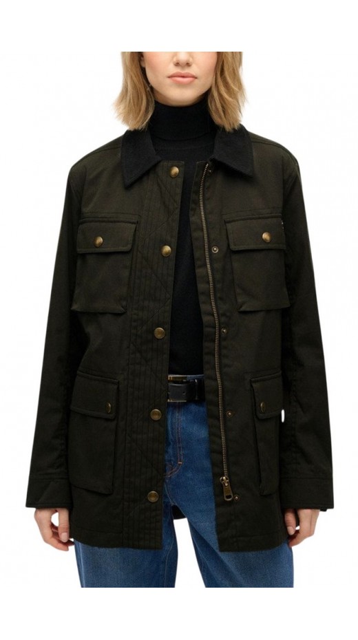 SUPERDRYD3 OVIN WAX JACKET ΜΠΟΥΦΑΝ ΓΥΝΑΙΚΕΙΟ OLIVE