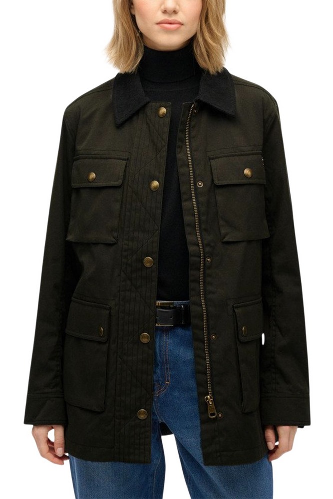 SUPERDRYD3 OVIN WAX JACKET ΜΠΟΥΦΑΝ ΓΥΝΑΙΚΕΙΟ OLIVE