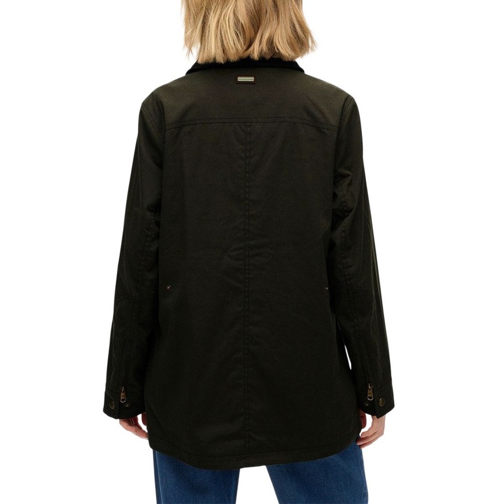 SUPERDRYD3 OVIN WAX JACKET ΜΠΟΥΦΑΝ ΓΥΝΑΙΚΕΙΟ OLIVE